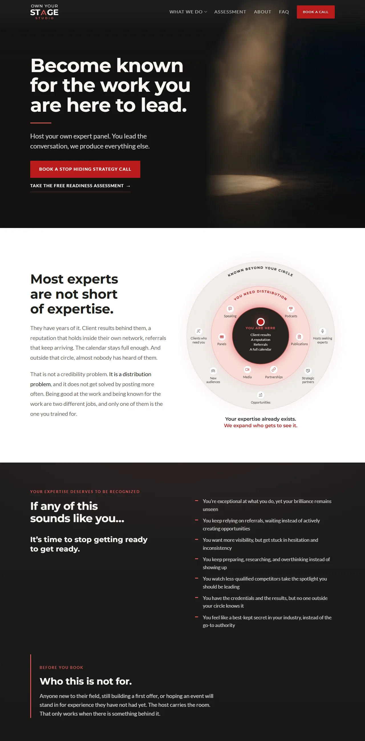 Own Your Stage Studio website, built by the crew