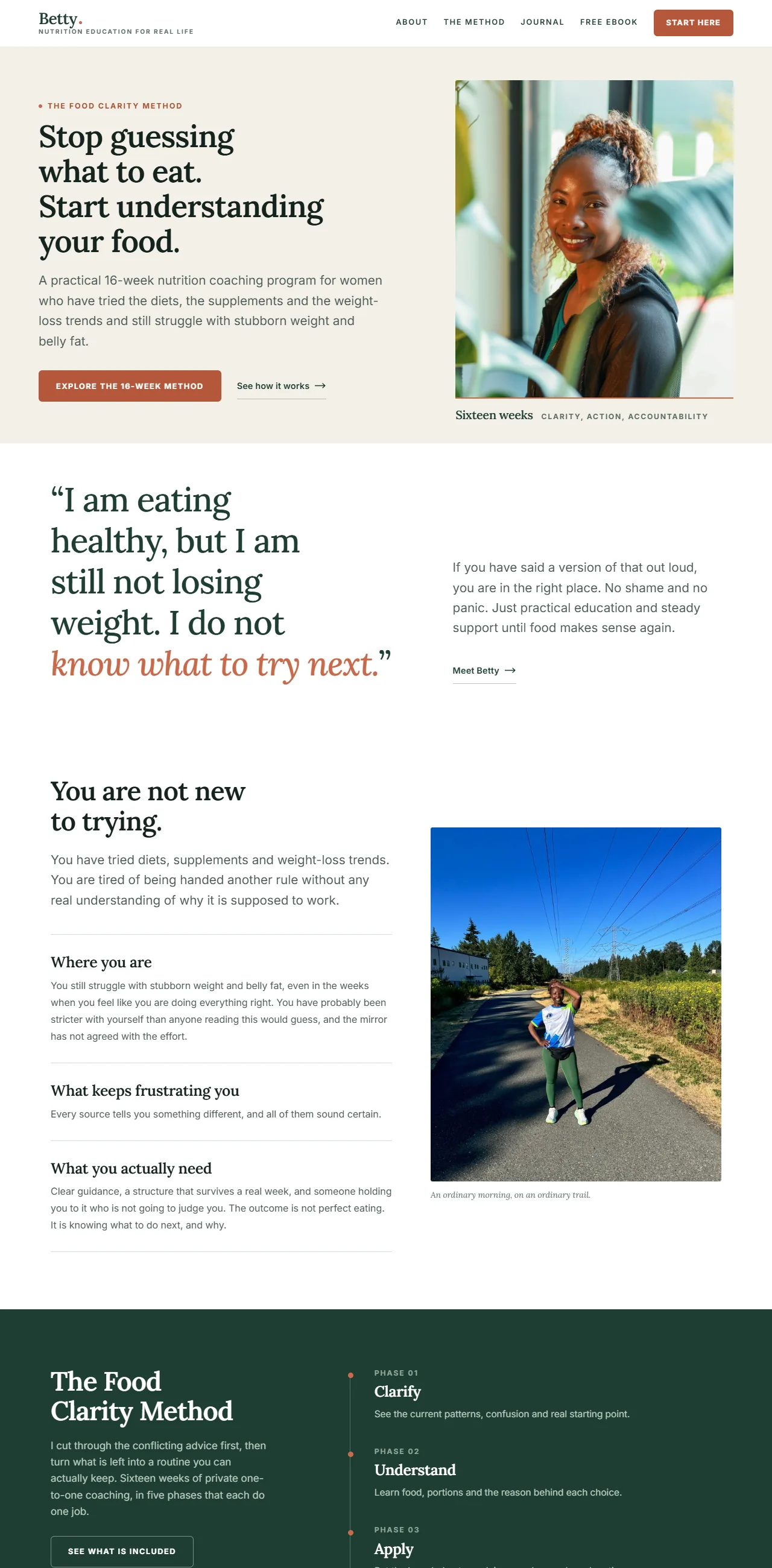 Betty, nutrition coaching website, built by the crew