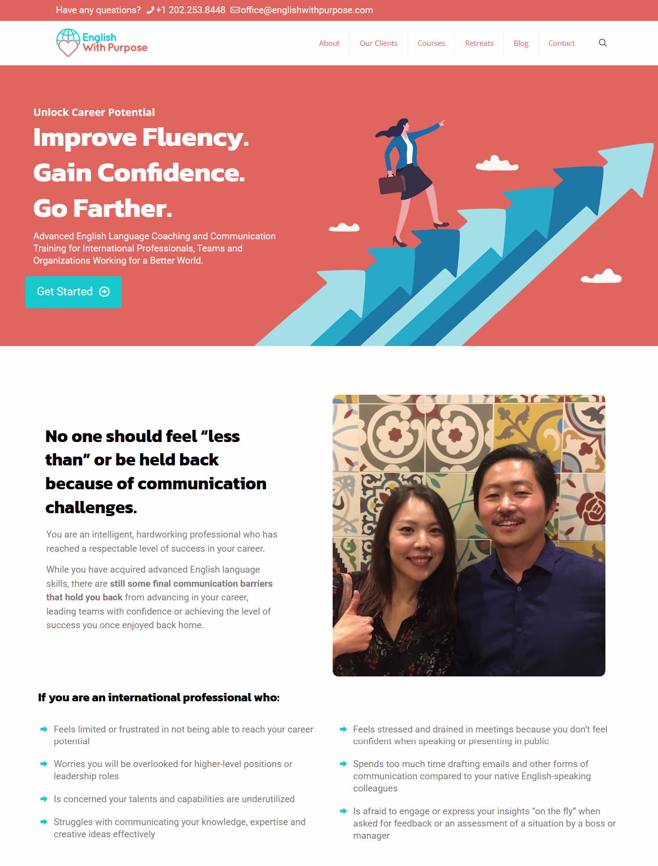 Client site for a communication coaching brand